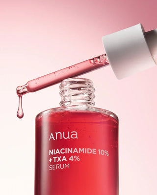 Siero illuminante Anua Niacinamide 10% + TXA 4%. Riduce le discromie, uniforma il tono e idrata profondamente la pelle, flacone da 30ml.