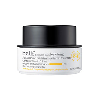 Crema illuminante Belif con vitamina C, idrata e uniforma il tono della pelle.