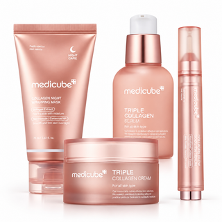 Kit lifting anti-età al collagene Medicube con Triple Collagen Serum Glow Booster crema rassodante e maschera notte peel-off per pelle matura e rilassata