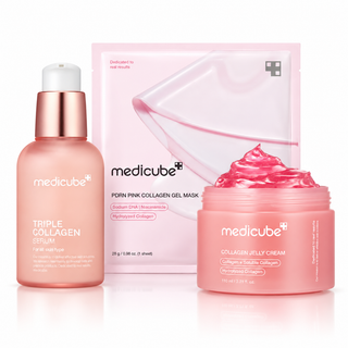 Kit routine anti-età al collagene Medicube con Triple Collagen Serum crema gel rassodante e maschera PDRN Pink Collagen per pelle compatta ed elastica