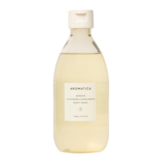 Bagnoschiuma lavanda e maggiorana senza solfati 300ml | AROMATICA Serene Body Wash Lavender & Marjoram - SuiCura Cosmetics - novità